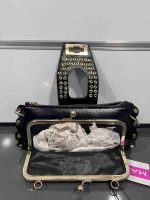 کیف مجلسی زنانه MANGO طرح Studded مشکی براق - Image 3