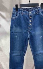 شلوار لی زنانه مدل «مام-فیت دکمه‌دار» با کمر کشی (Elastic Waist Mom Fit) - Image 3